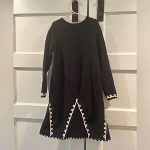 Hanna Andersson Girl's Black Embroidered Sweater Dress Size 130 (8)